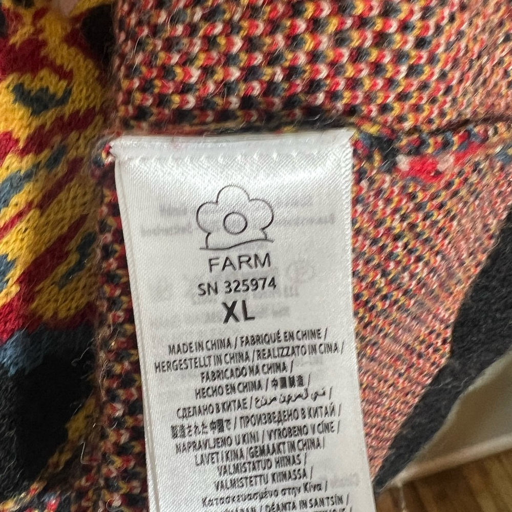 🦄 Farm Rio Heart Jacquard Belted Cardigan Jacket XL Statement Boho Knit - Picture 7 of 7